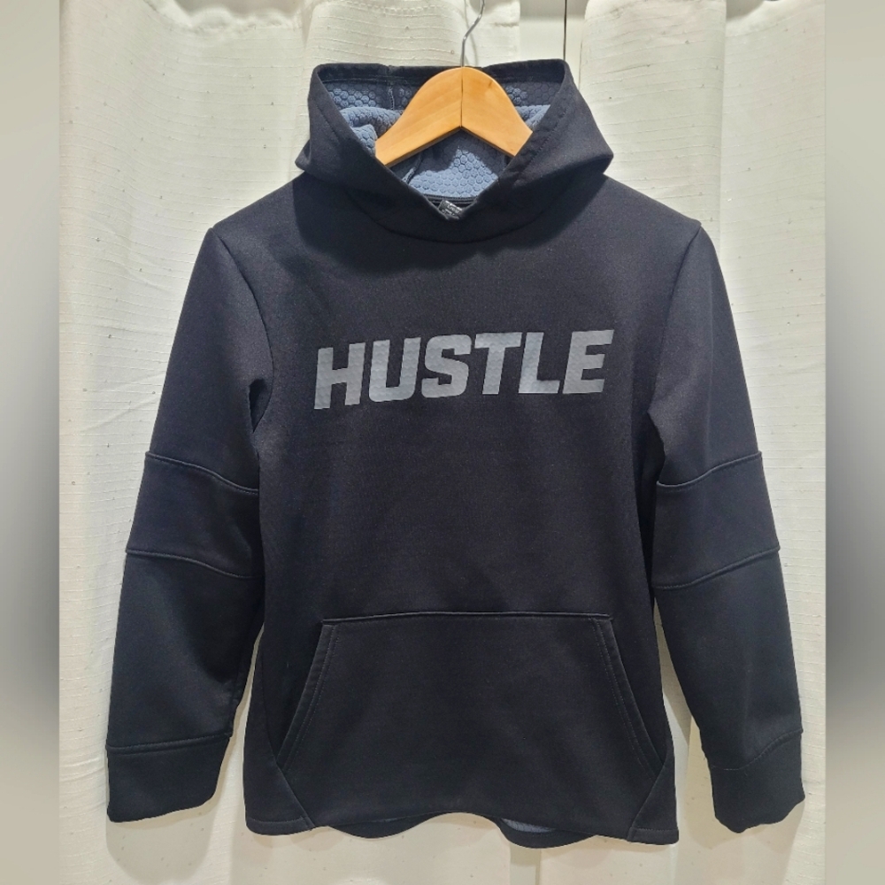 HUSTLE Black Hooded Sweatshirt Large Size (10/12)